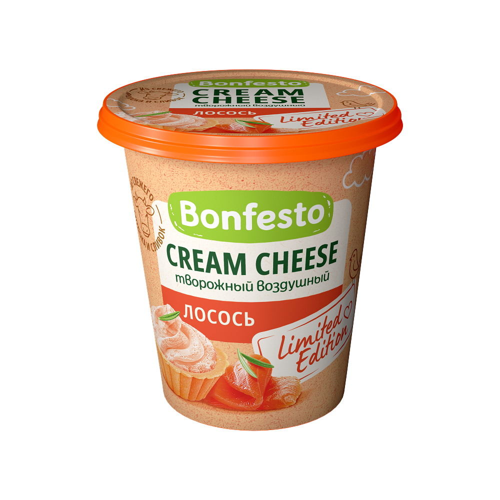 Сыр творожный «Кремчиз воздушный» Bonfesto «Лосось» 65 %, 125 г.