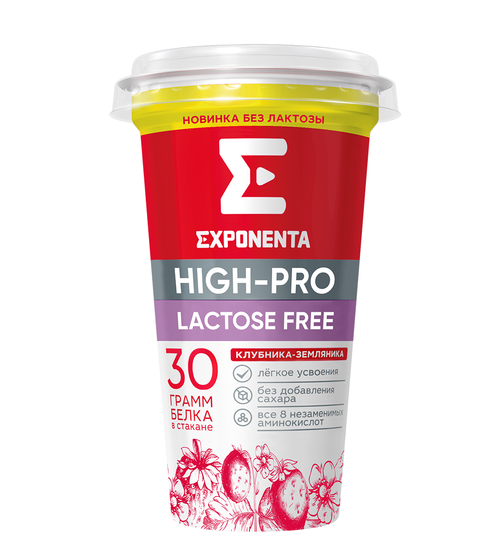 EXPONENTA HIGH-PRO со вкусом «Клубника-земляника», 250г мл. стакан