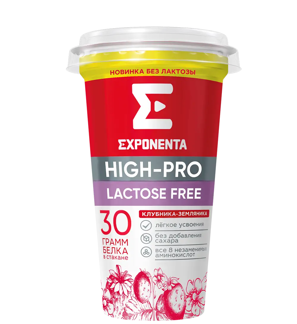 EXPONENTA HIGH-PRO со вкусом «Клубника-земляника», 250г мл. стакан