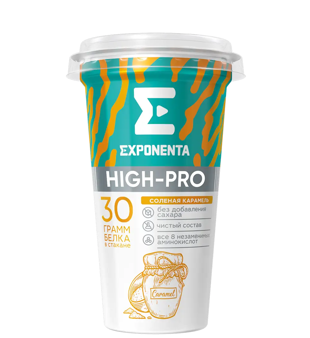 EXPONENTA HIGH-PRO со вкусом «Соленая карамель» 250г, стакан