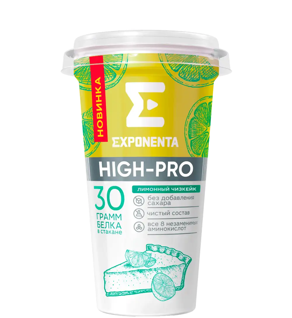 EXPONENTA HIGH-PRO со вкусом «Лимонный чизкейк», 250г, стакан