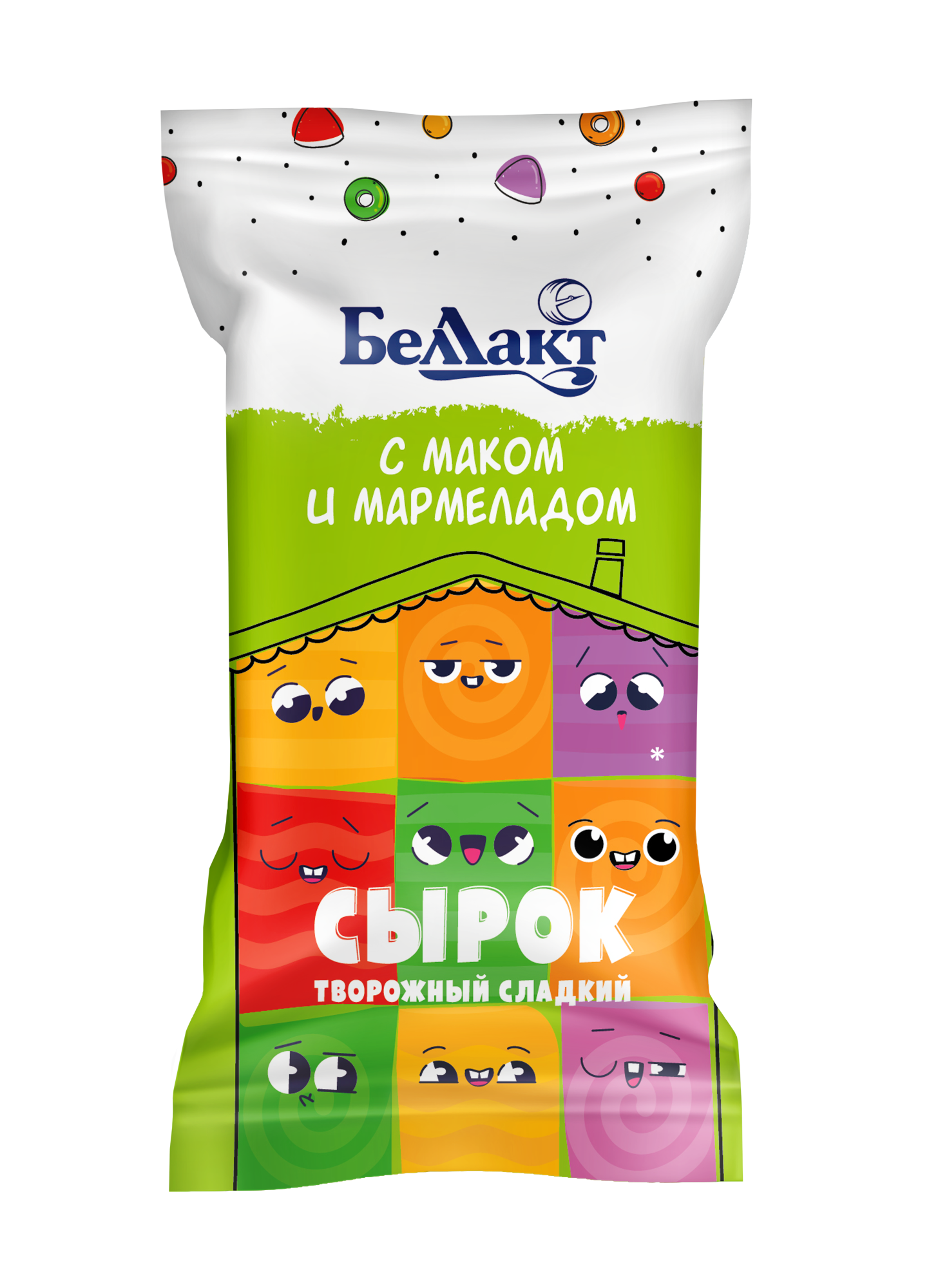 Сырок творожный «Беллакт» с мармеладом и маком 7%, 100 г.