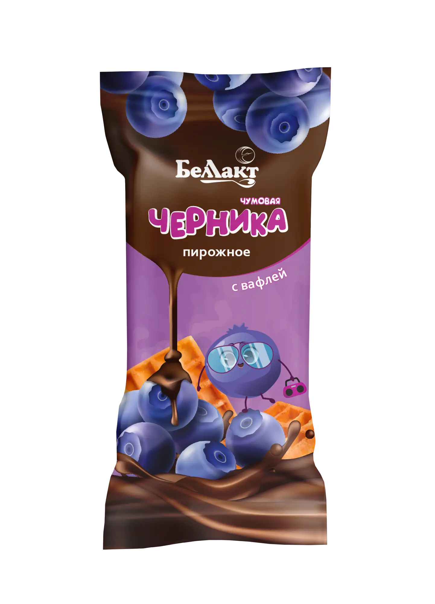 Пирожное «Беллакт» на вафле с начинкой «Черника» 23%, 50 г.