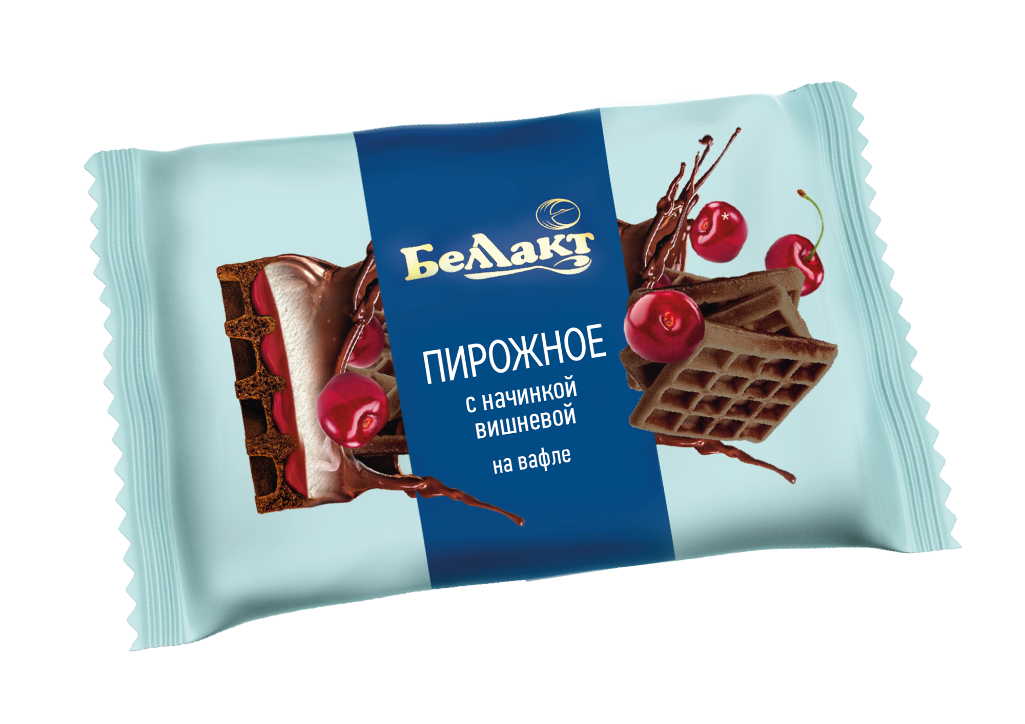Пирожное «Беллакт» с вишнёвой начинкой на вафле с какао 23%, 100 г.