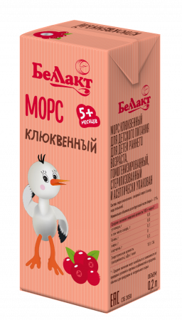 Морс детский "Беллакт" "Клюква", 200 мл.