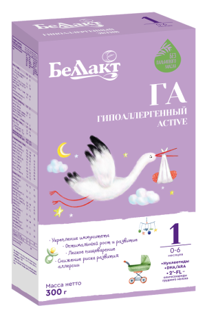 Смесь для вскармливания детей с риском развития аллергии «Беллакт Гипоаллергенный Active 1», 300 г.