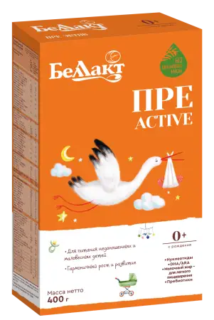 Смесь сухая молочная «Беллакт ПРЕ Active», с рождения, 400 г.