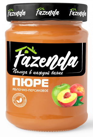 Пюре яблочно-персиковое "Fazenda", 450 г.