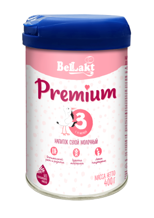 Напиток сухой молочный для питания детей раннего возраста «Bellakt Premium 3», жестяная банка 400 г.