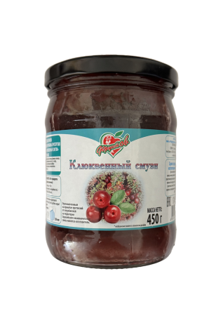 Клюква протертая с сахаром «Клюквенный смузи» с черноплодной рябиной, 450 г.