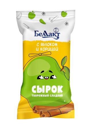 Сырок творожный «Беллакт» с яблоком и корицей 7%, 100 г.
