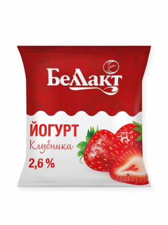Йогурт сладкий «Беллакт» с ароматом клубники, 400 г.