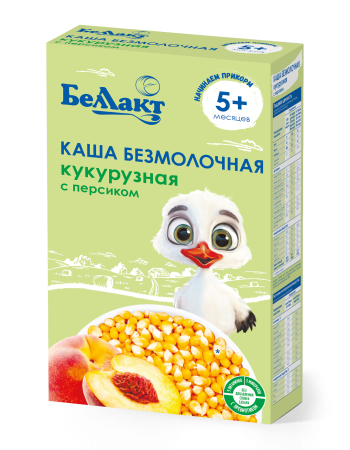 Каша безмолочная на зерновой основе кукурузная с персиком «Беллакт», 200 г