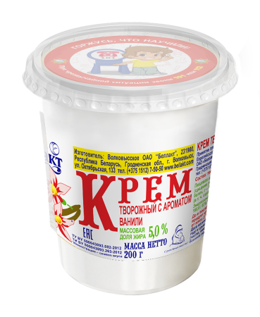 Крем творожный «Беллакт» с ароматом ванили 5 %, 200 г.