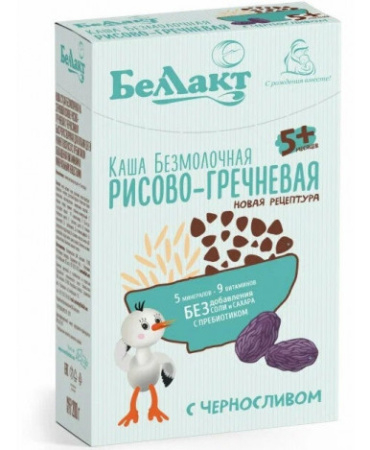 Каша безмолочная рисово-гречневая с черносливом «Беллакт», 200 г