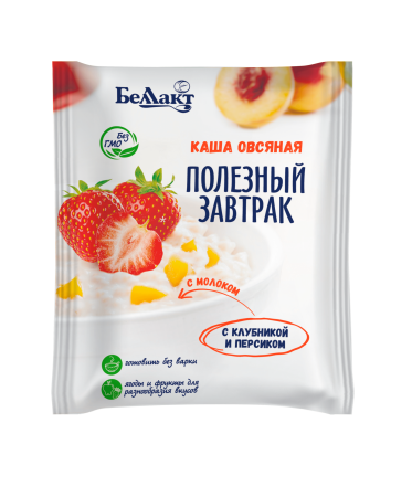 Каша сухая «Овсяная с молоком с клубникой и персиком», 30 г