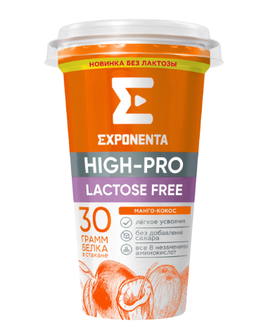 EXPONENTA HIGH-PRO со вкусом «Манго-кокос», 250г, стакан