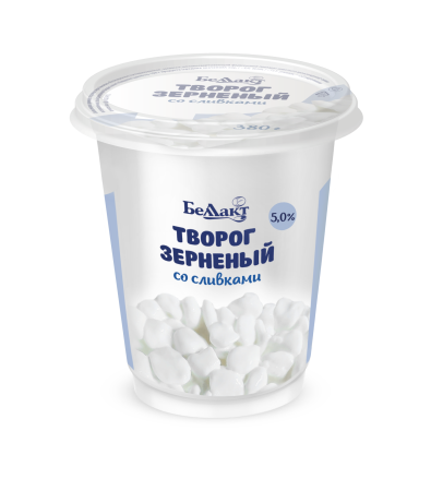 Творог "Беллакт" зернёный  со сливками, 5 %, 380 г.