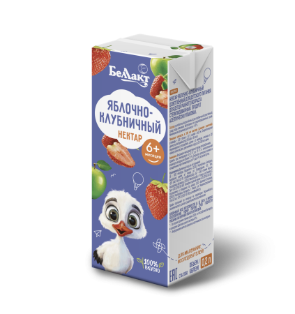 Нектар детский «Беллакт» Яблочно-клубничный, 200 мл.