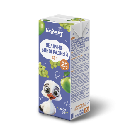 Сок  детский «Беллакт» Яблочно-виноградный, 200 мл.