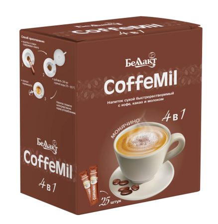 Напиток быстрорастворимый с кофе, какао и молоком «COFFEMIL» «Беллакт», шоу-бокс 350 г.