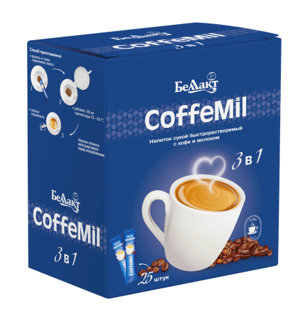 Напиток быстрорастворимый с кофе и молоком  «COFFEMIL» «Беллакт», шоу-бокс 350 г.