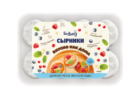 Полуфабрикат «Беллакт» творожный замороженный «Сырники» 5%, 480 г.