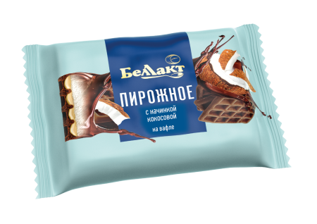 Пирожное «Беллакт» с кокосовой начинкой на вафле с какао 23%, 100 г.
