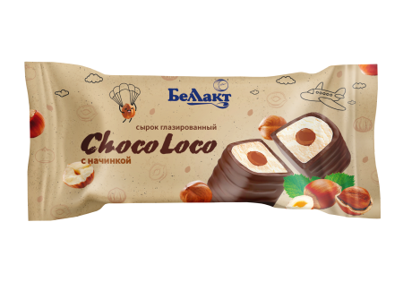 Сырок глазированный «Беллакт» с начинкой «Паста десертная с какао и фундуком» 18%, 40 г.
