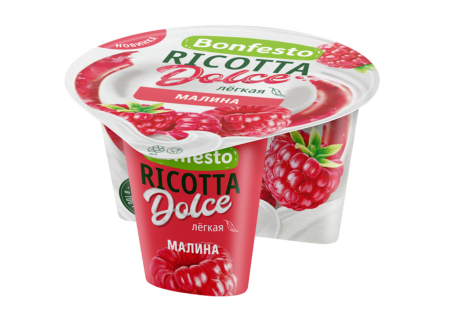 Сыр мягкий «Рикотта Dolce» c наполнителем «Малина» Bonfesto 40%, 125 г.