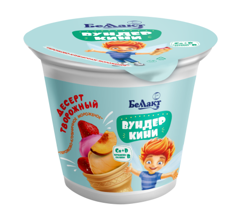 Десерт творожный «Вундеркини» со вкусом «Персиково-клубничное мороженое» 4,5%, 120 г.