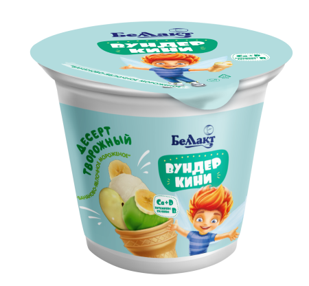 Десерт творожный «Вундеркини» со вкусом «Бананово-Яблочное мороженое» 4,5%, 120 г.