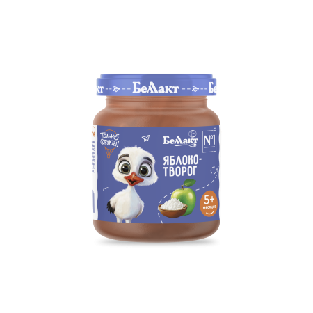 Пюре для детского питания «Беллакт» Яблоко с творогом, 100 г.