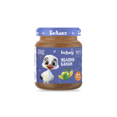 Пюре для детского питания «Беллакт» Яблоко с бананом, 100 г.