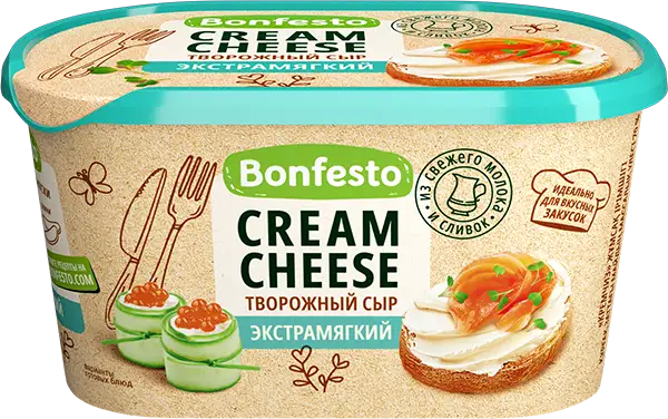 Сыр творожный «Кремчиз» Bonfesto Экстрамягкий 70%, 400 г.