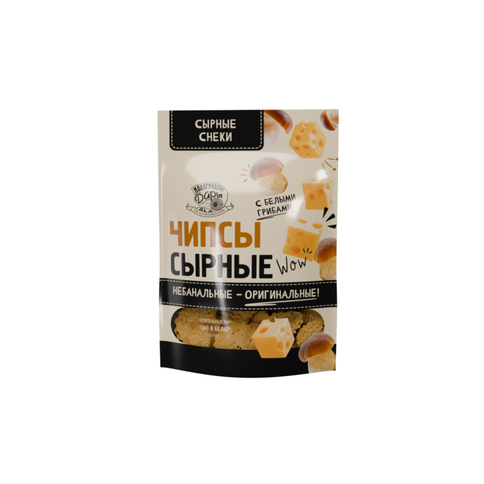 Чипсы сырные с белыми грибами, 45%, 50 г.