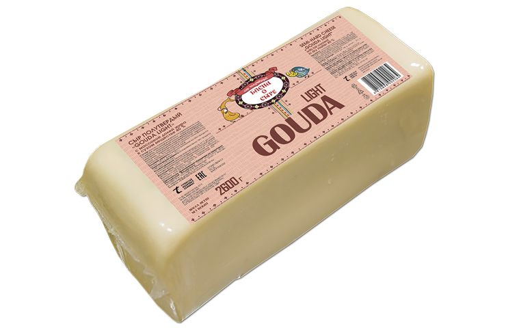 Сыр полутвердый «Гауда Лайт» Басни о сыре 40%, 2600 г. (цена за кг)