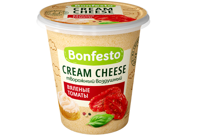 Сыр творожный «Кремчиз воздушный» Bonfesto «Вяленые томаты» 65%, 125 г